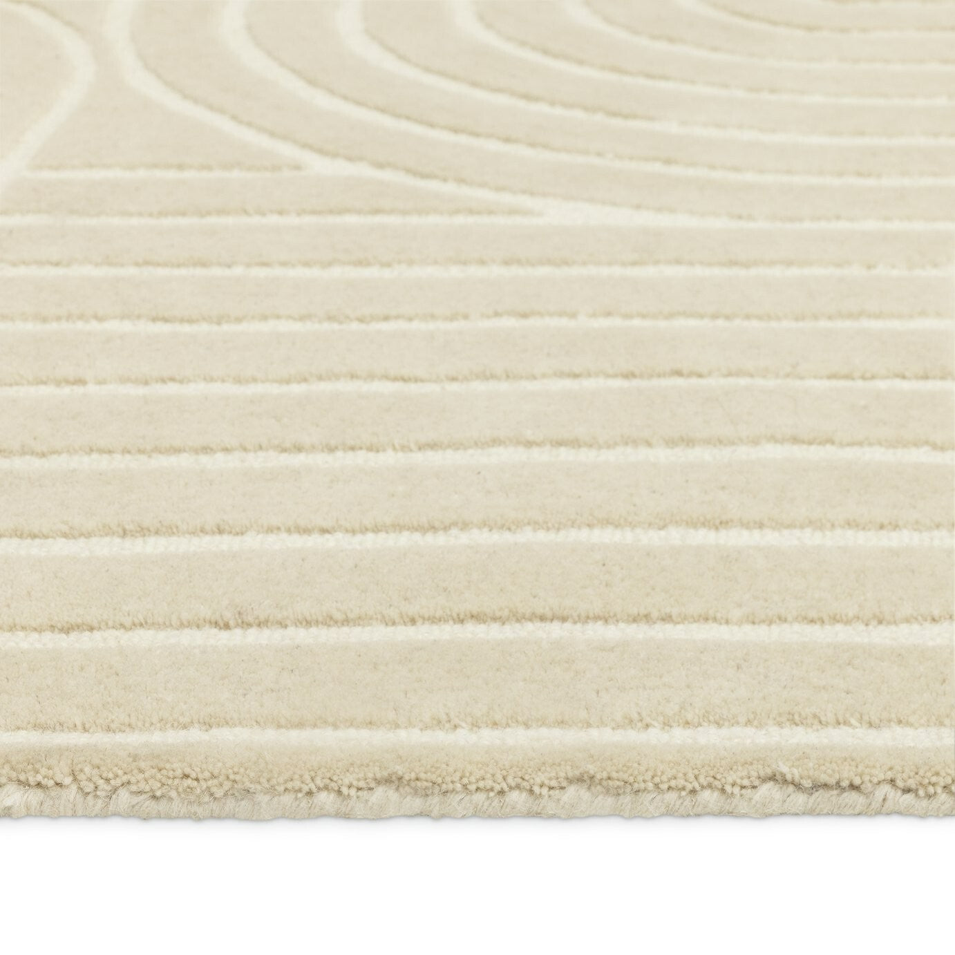 Mirage Carved Cream Cut Pile Rug - 230x160cm