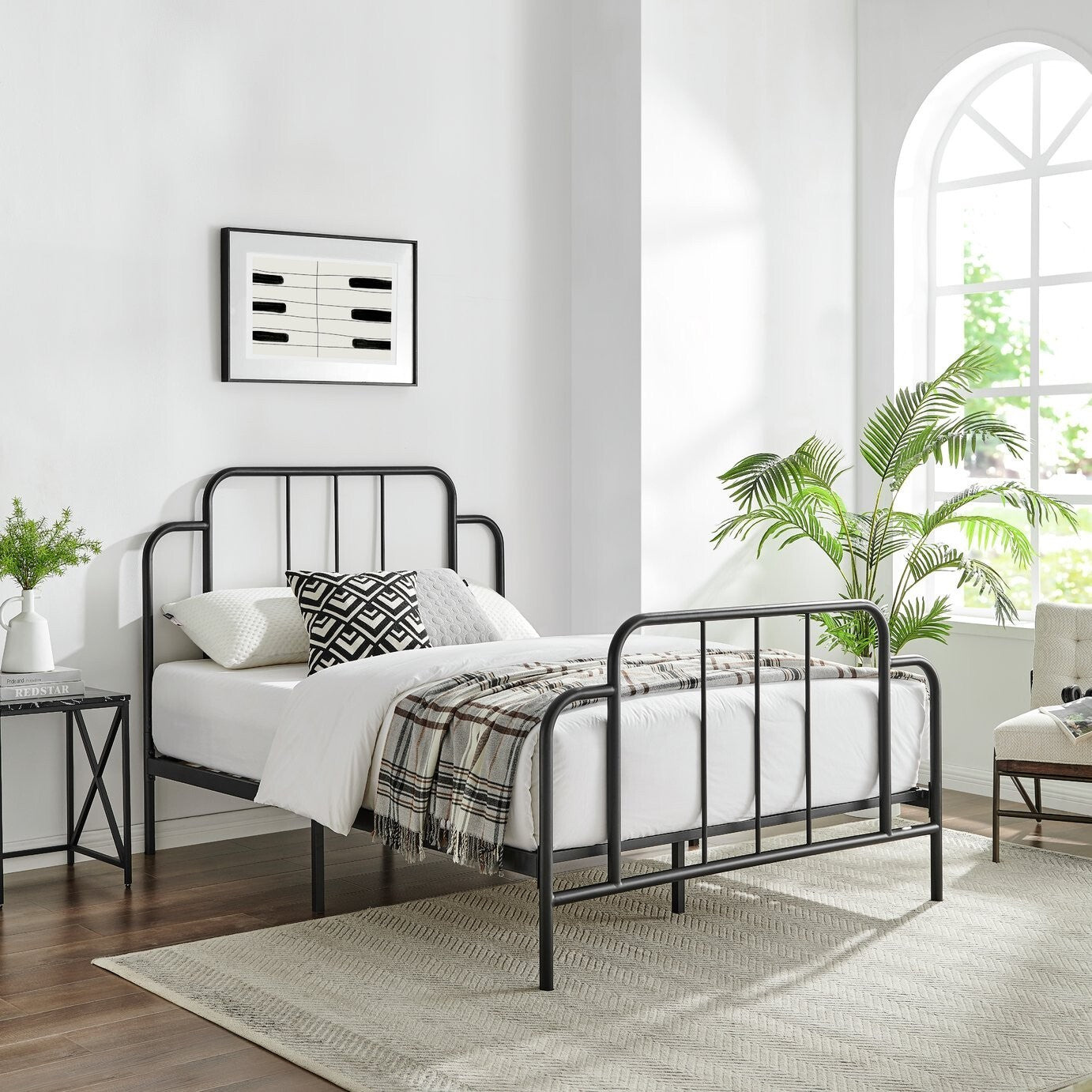 Jacques Double Metal Bed Frame Black | Sturdy Durable Support Base Modern Design