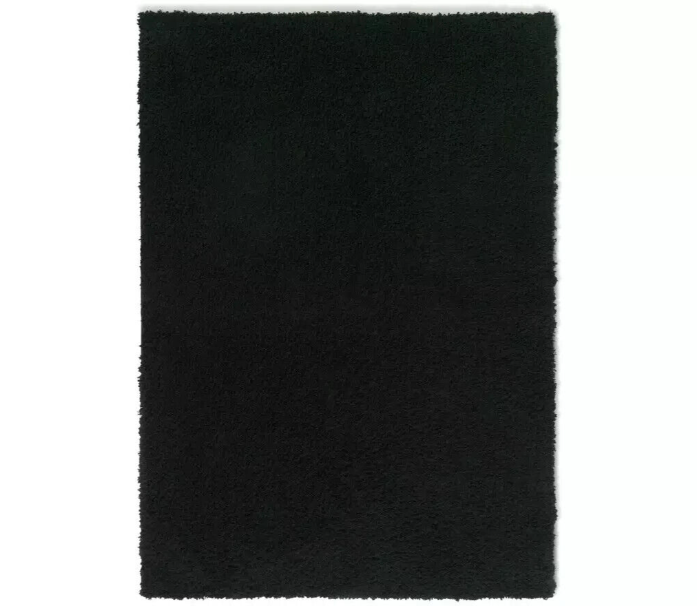 Habitat Recycled Plain Cosy Shaggy Rug - 160x230cm - Black