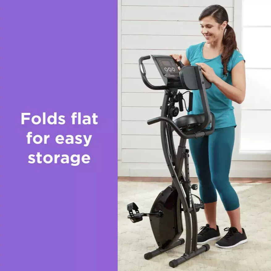 Image Slim Cycle Exercise Bike | Folding Stationary Fitness Cardio Training Bike