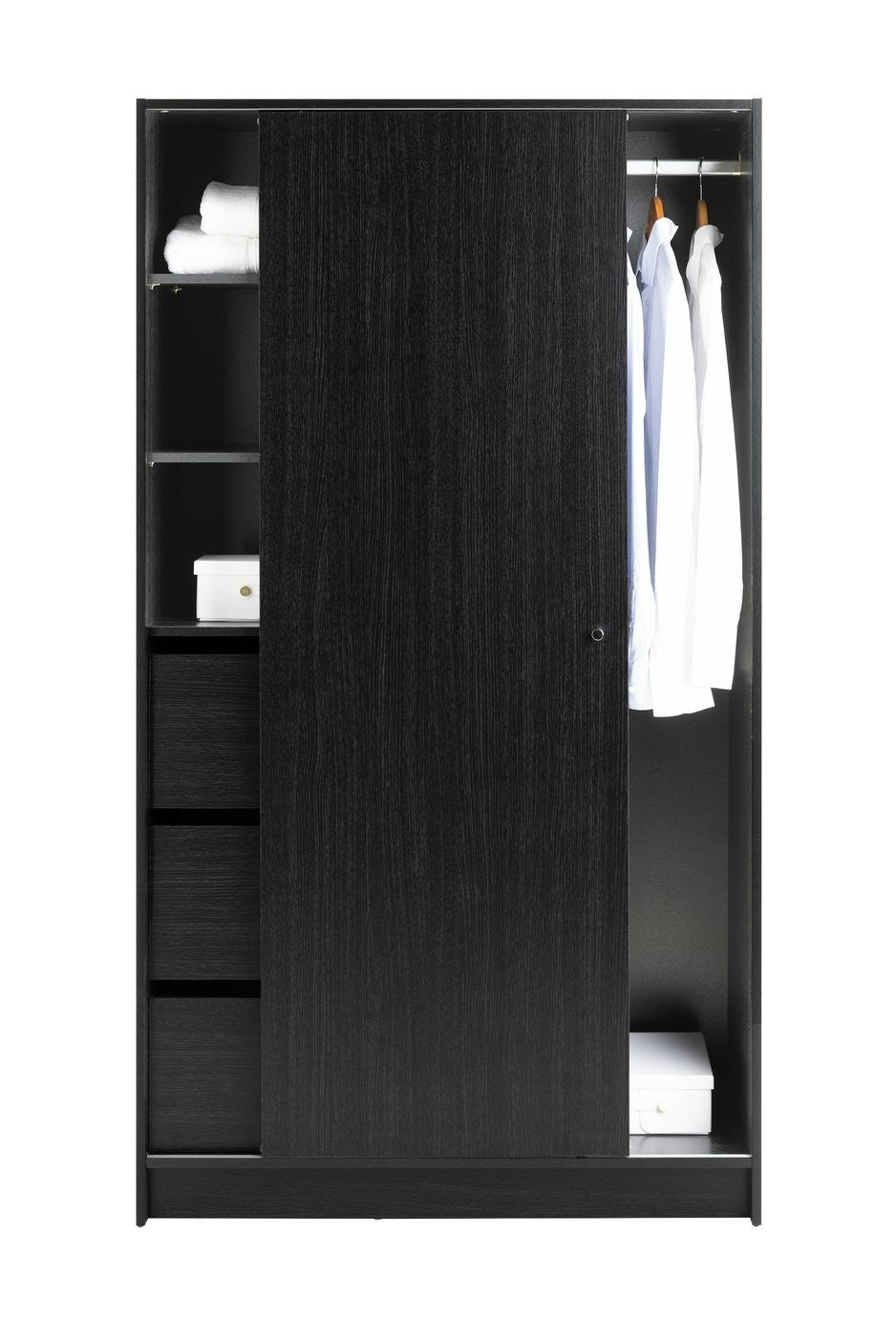 Home Malibu 1 Door Sliding Wardrobe - Black | small space wardrobe