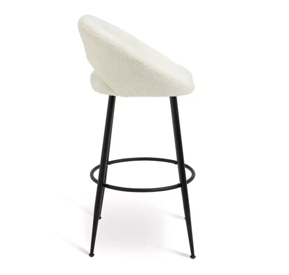 Habitat Hermione Boucle Bar Stool - Cream | Modern Kitchen Counter Chair Upholst