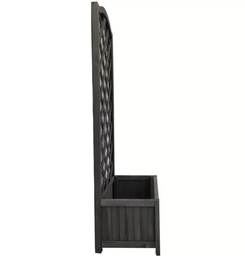 Straight Lattice Wooden Planter - Grey