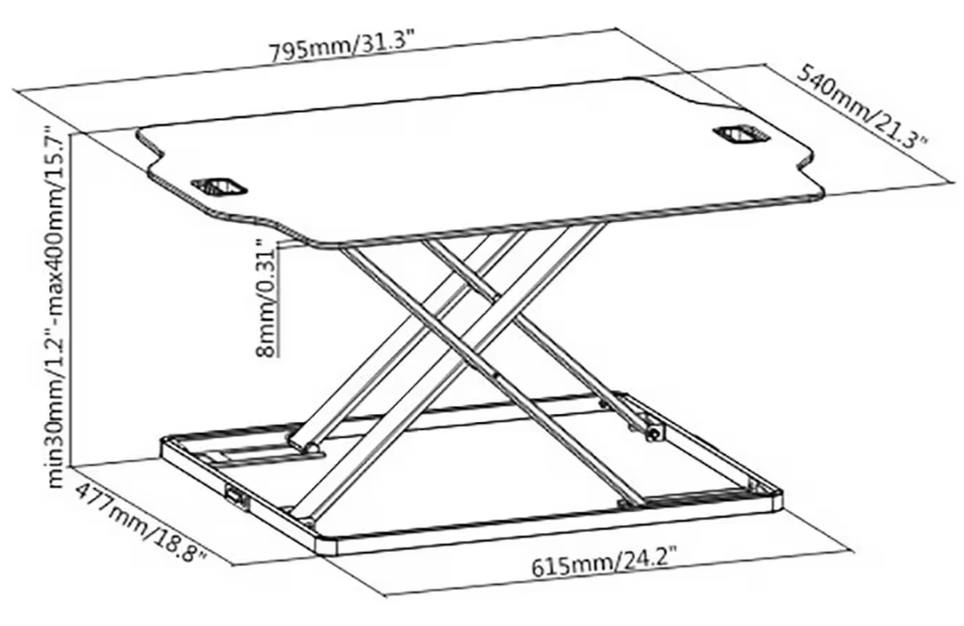 ProperAV Slim Profile Stand Up Desk Workstation - White
