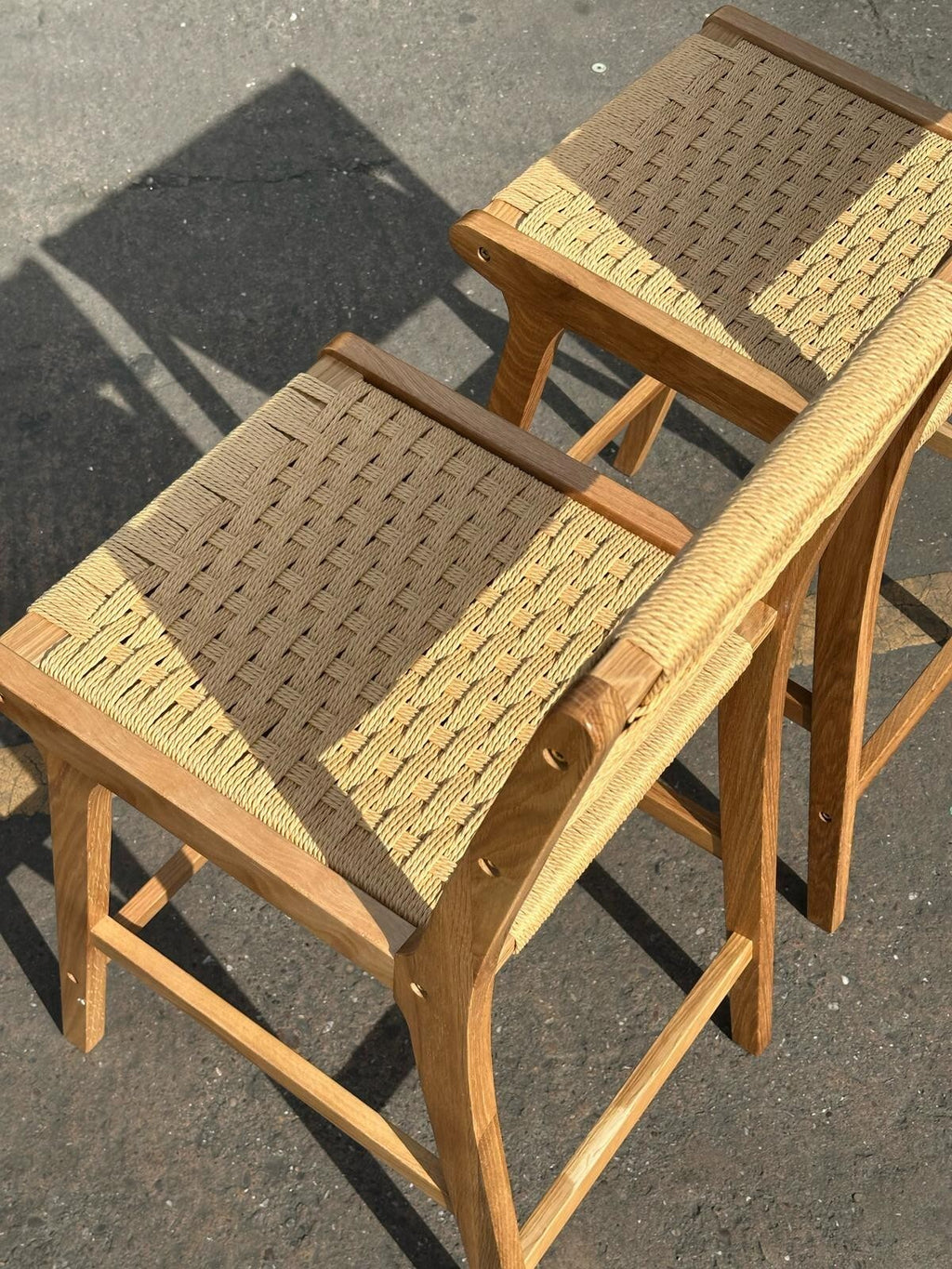 Habitat Faro Pair of Woven Oak Bar Stools - Natural ( S )