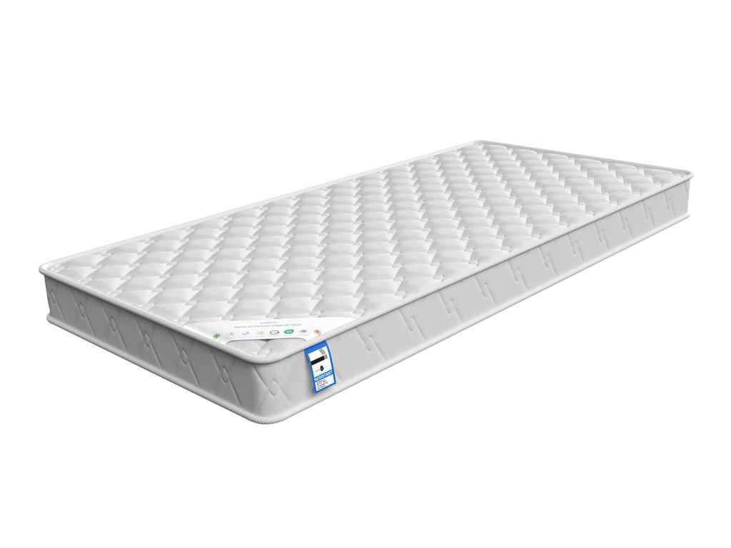Charlie Single Metal Bed Frame - White with Memory Foam Mattress