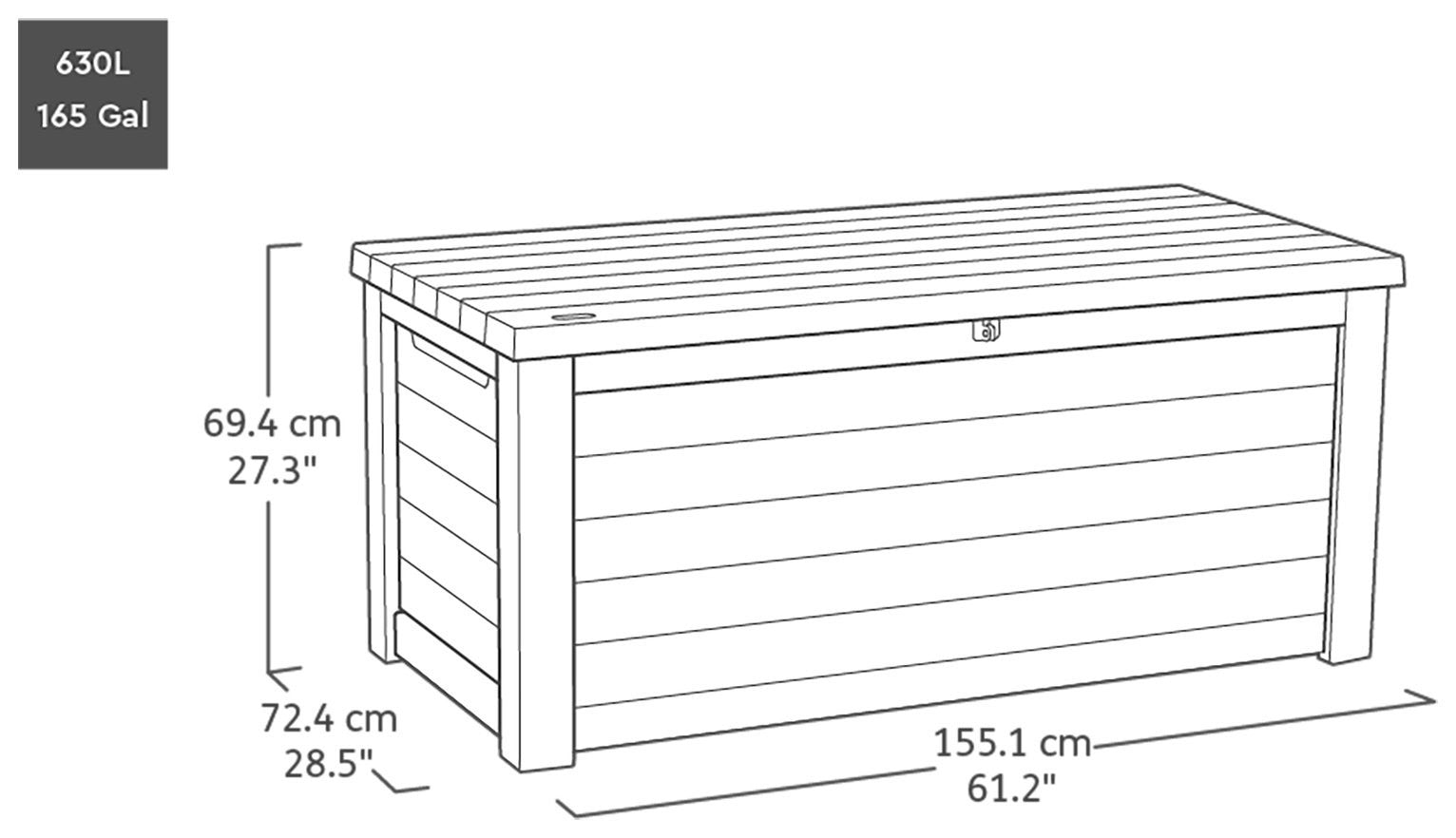 Keter Signature 630L Storage Box, Oak | Garden Storage Chest
