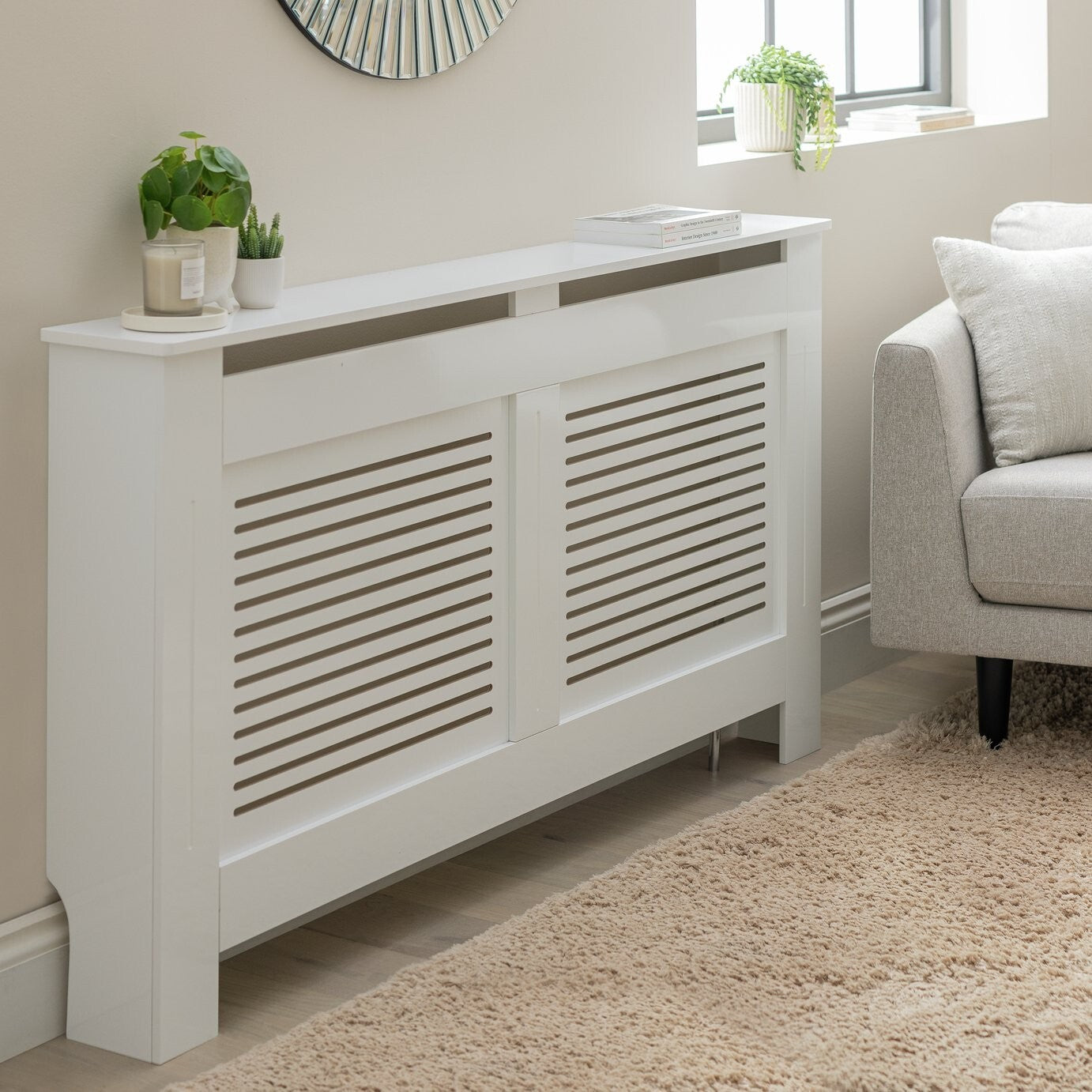 Habitat Austin Large Radiator Cover - White | Heater Cover Box Grill Panel