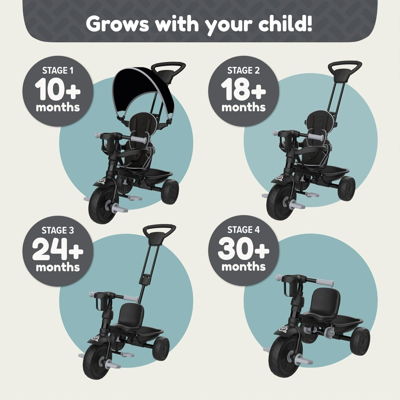 TP Toys 4 in 1 Trike - Grey Storm