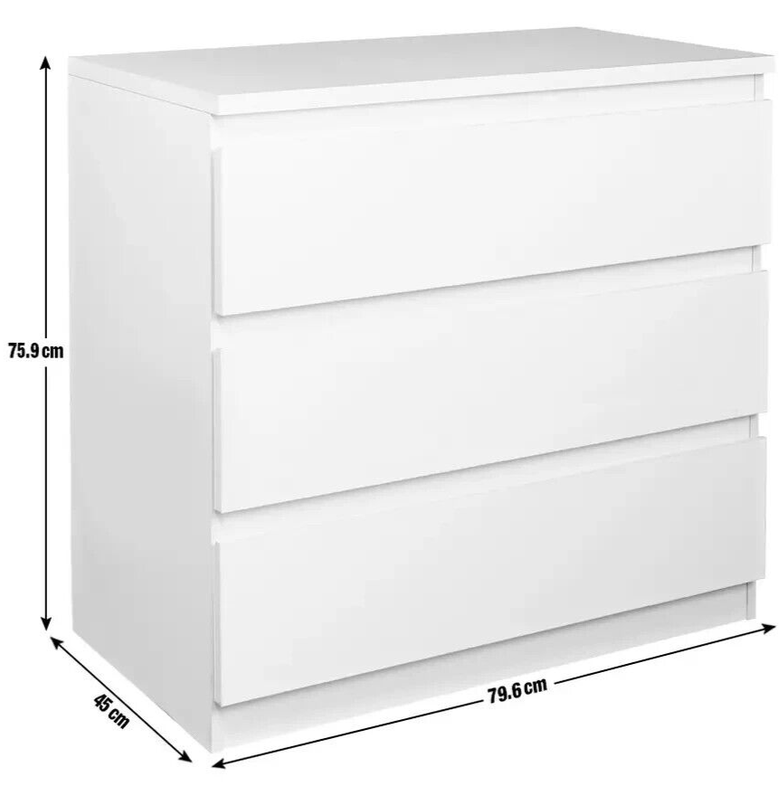 Habitat Jenson Gloss 3 Drawer Chest - White