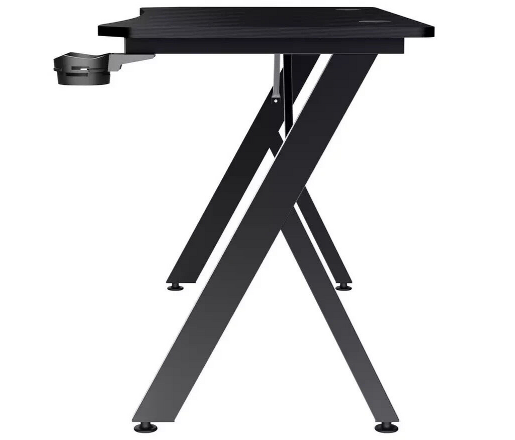 Trust GXT700 Omnius Gaming Desk - Black | Gaming Table Cup Holder Headset Hook