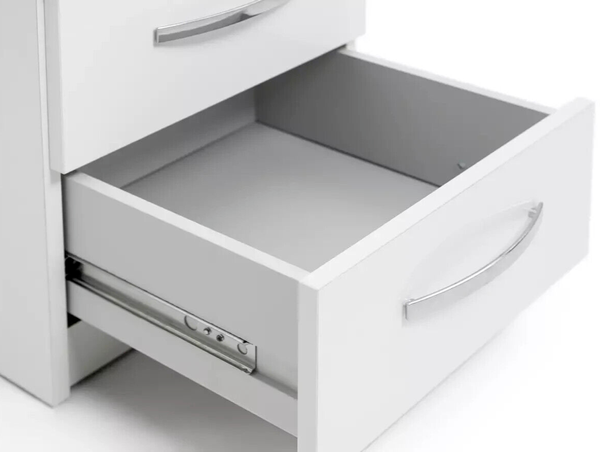 Hallingford 3 Drawer Bedside Table -White Gloss