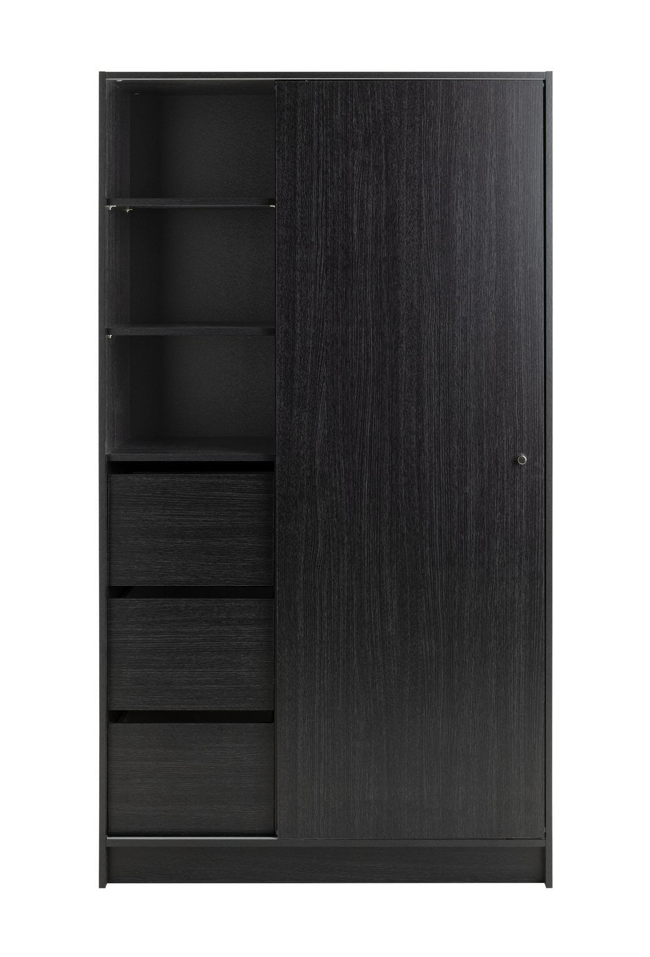 Home Malibu 1 Door Sliding Wardrobe - Black  ( B Grade )