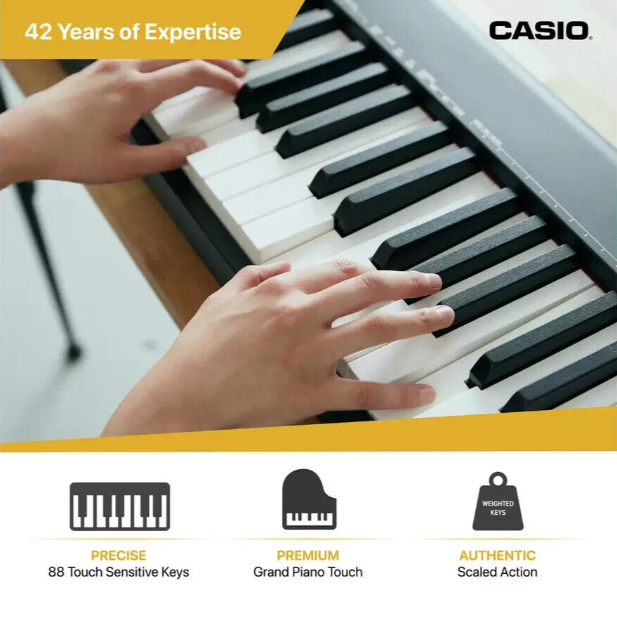 Casio CDP-S110BKST Digital Piano with Stand | 88 Key Compact Keyboard Black