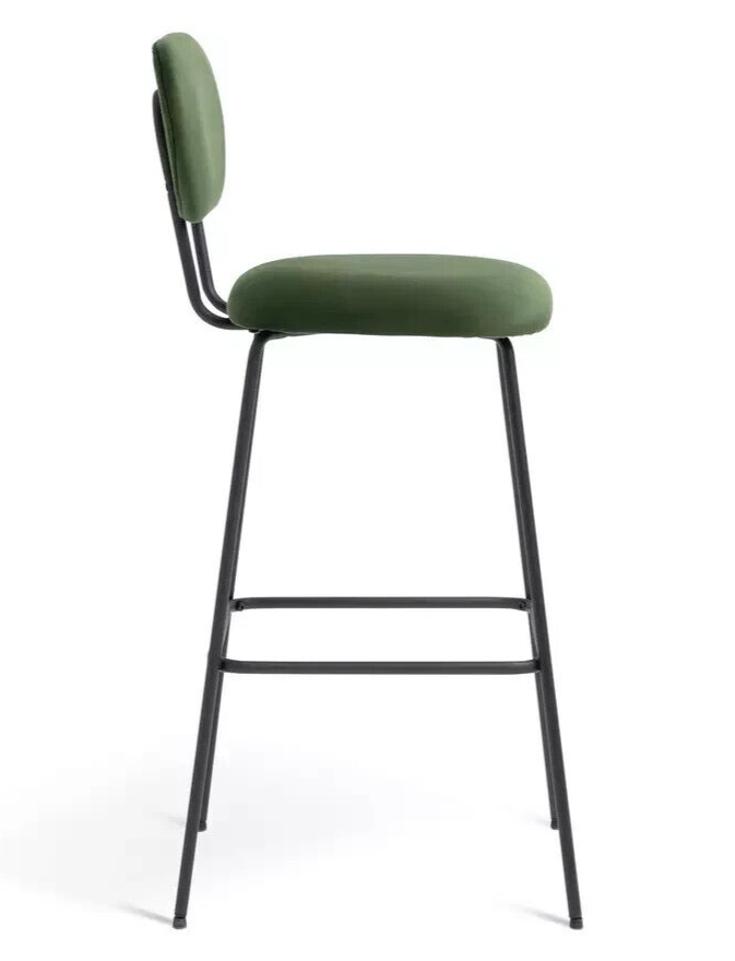 Habitat Ariana Pair of Velvet Bar Stools Green | Kitchen Island Seating Modern