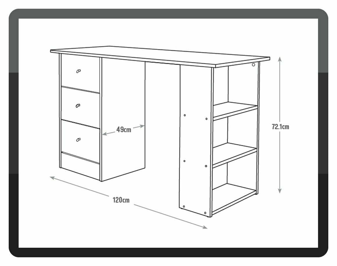 Home Malibu 3 Drawer Office Desk Oak Effect | Home Office Study Writing Table