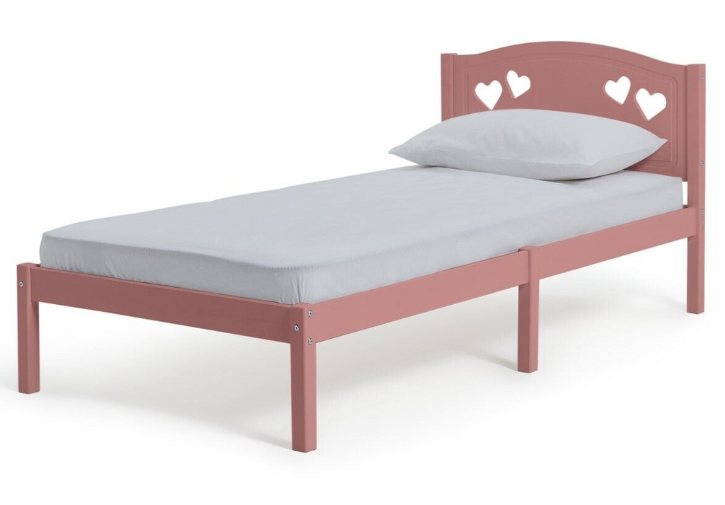 Mia Single Bed Frame - Pink With Memory Foam Mattress