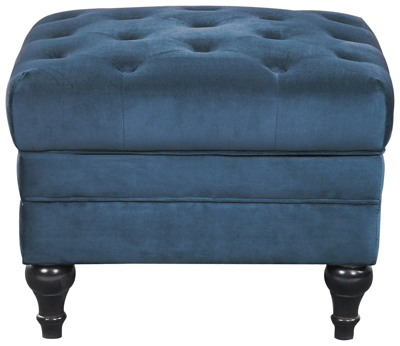 Chesterfield Velvet Storage Footstool - Blue
