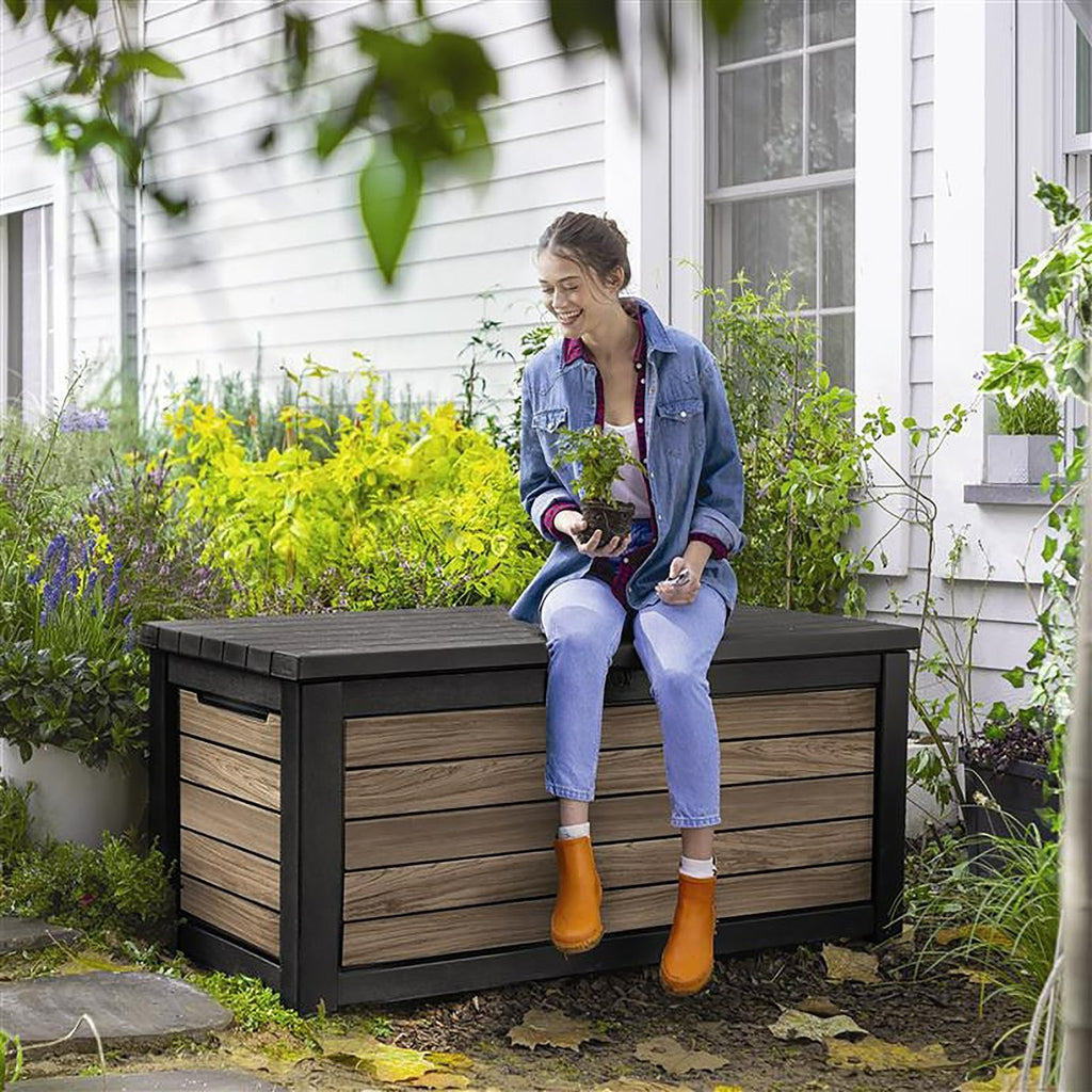 Keter Signature 630L Storage Box, Oak | Garden Storage Chest