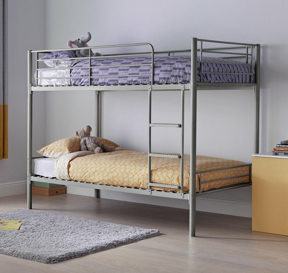 Mason Single Bunk Bed For Kids / Adults / Teenager - Silver (No Mattress)