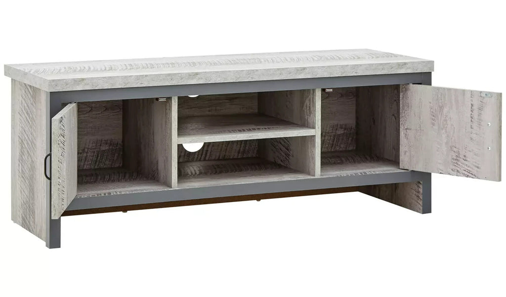 GFW Boston 2 Door TV Unit - Grey | Grey TV Stand Cabinet Media Storage Unit