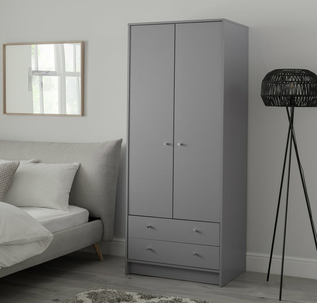 Malibu 2 Door 2 Drawer Wardrobe - Grey ( B Grade )