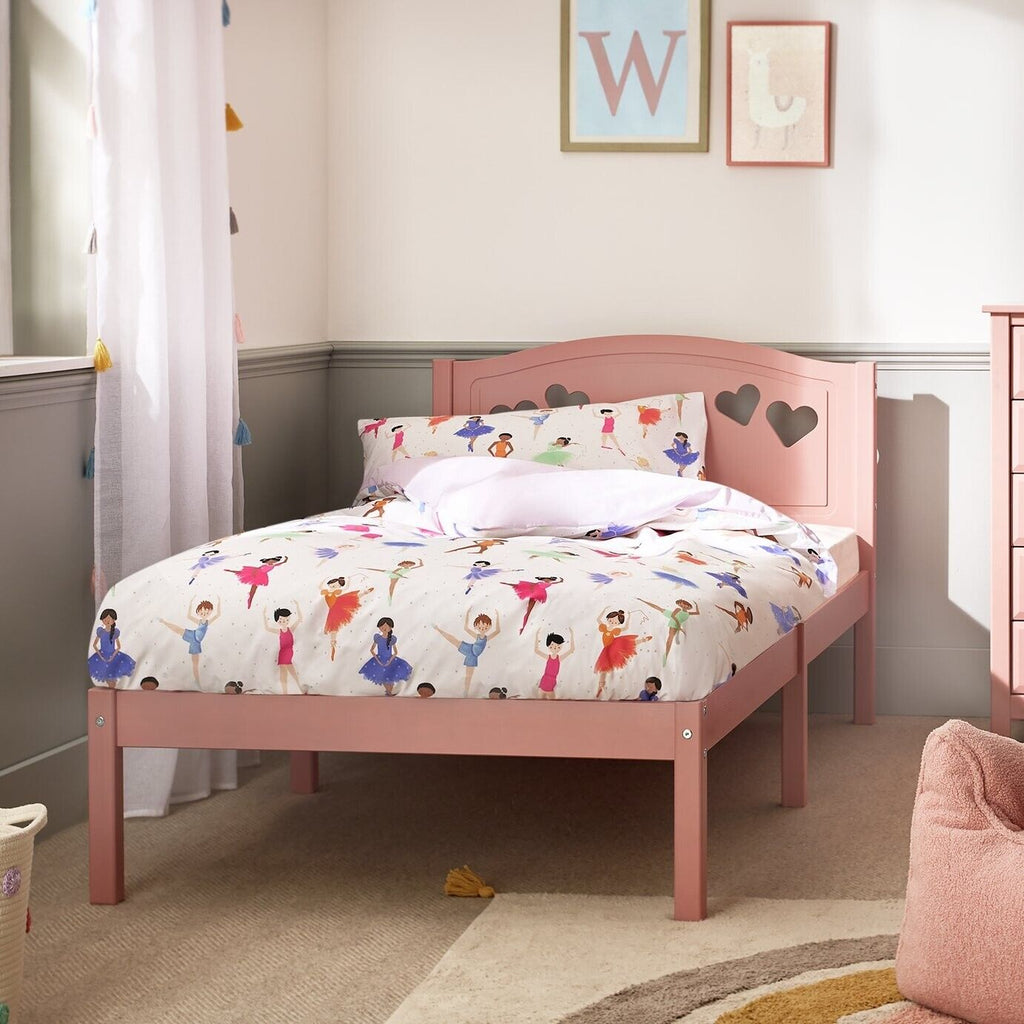 Home Mia Single Bed Frame Pink | Sturdy Durable Bedframe for Kids Teen Bedroom