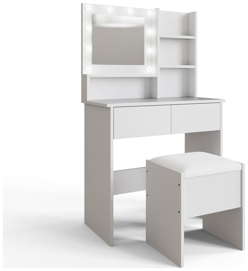 GFW Eva 2 Drawer Dressing Table With Stool - White | White vanity table