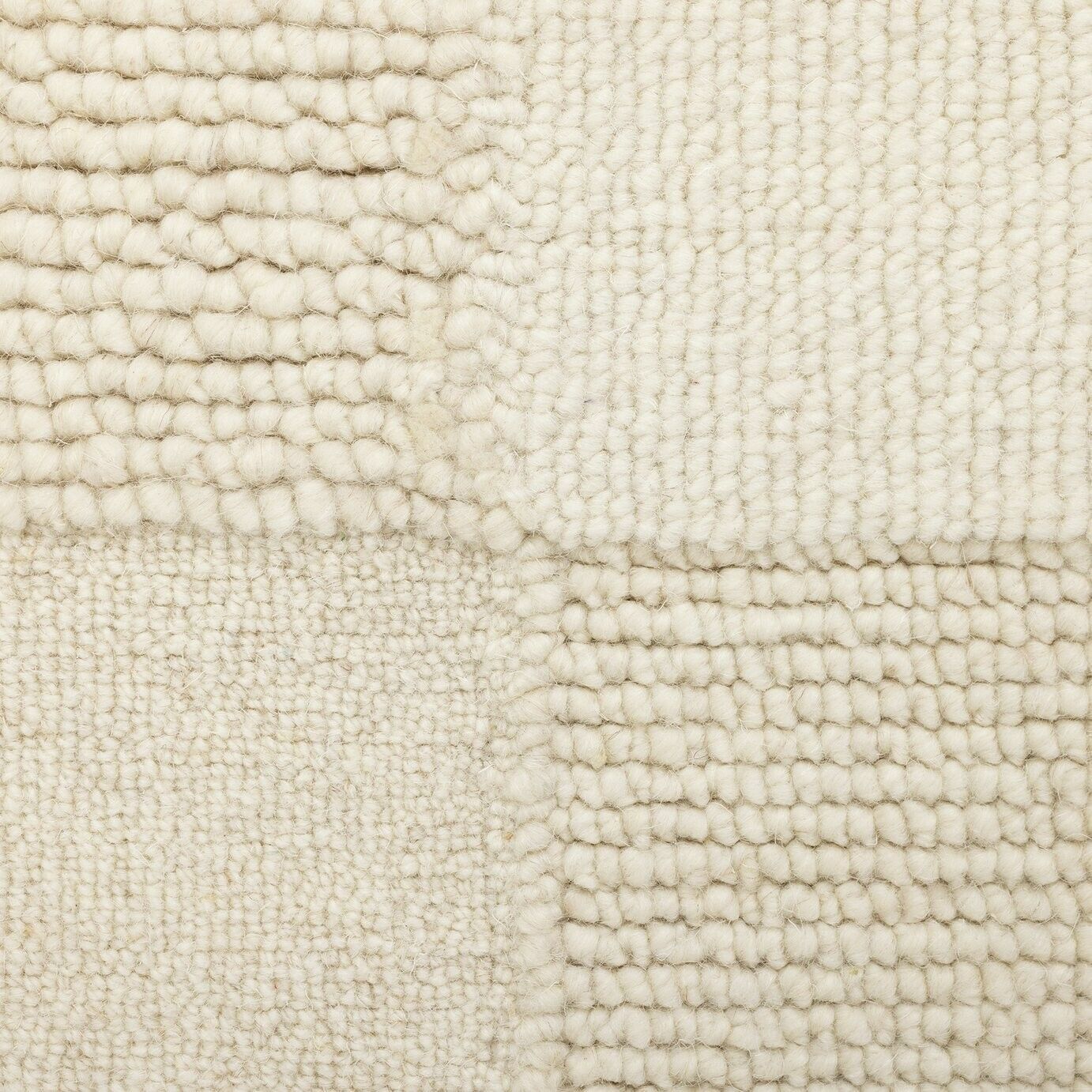 Checkerboard Natural Wool Cut Pile Rug - 170x120cm