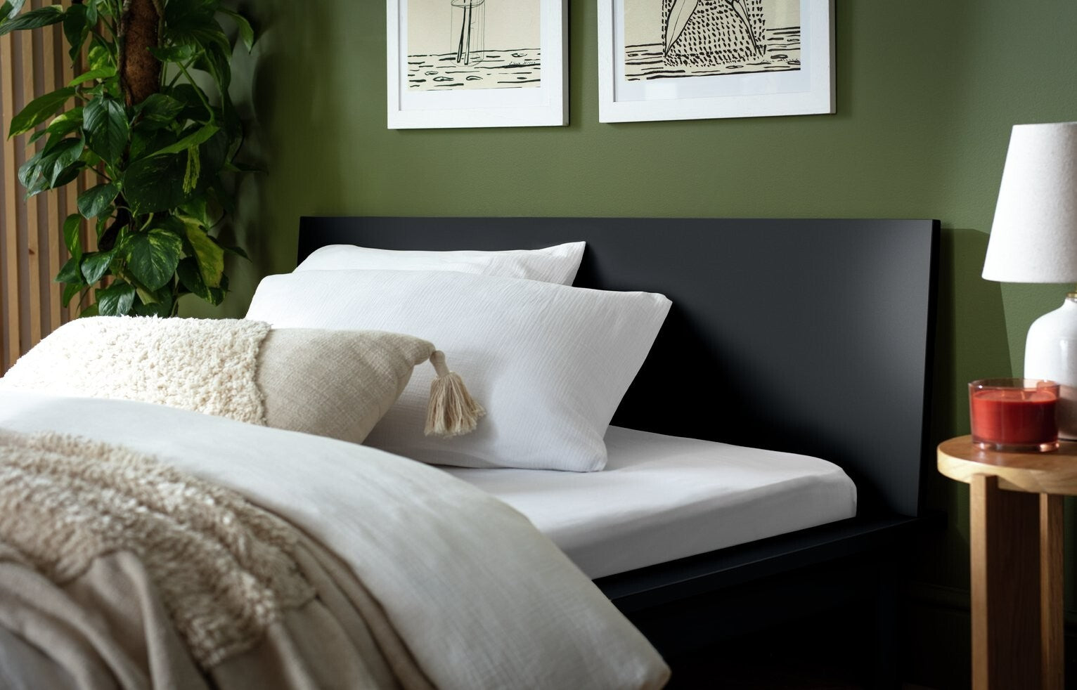 Akio Small Double Wooden Platform Bed Frame - Black