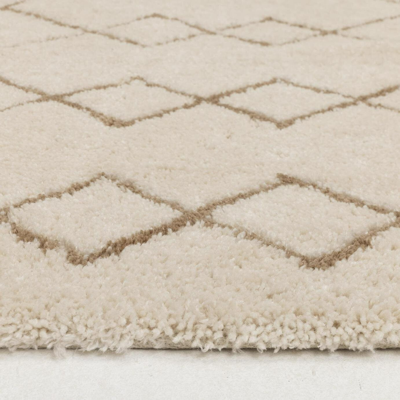 Habitat Diamond Tufted Cream & Natural Shaggy Rug -230x160cm