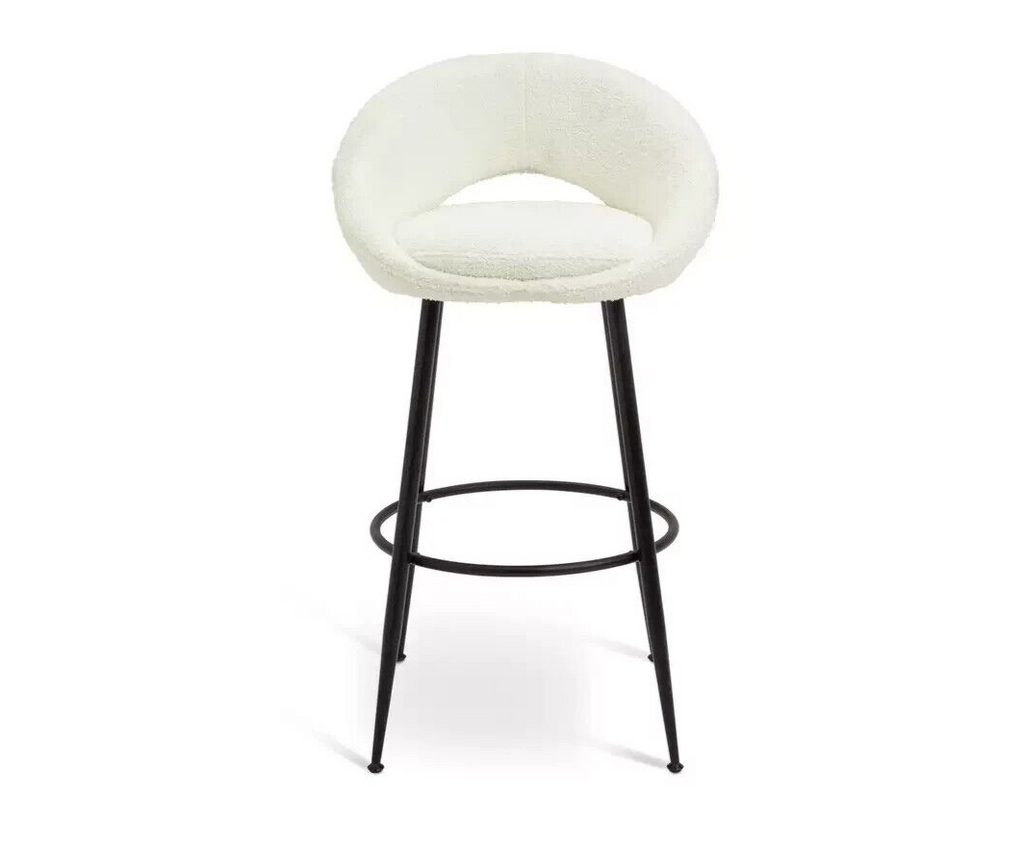 Habitat Hermione Boucle Bar Stool - Cream | Modern Kitchen Counter Chair Upholst