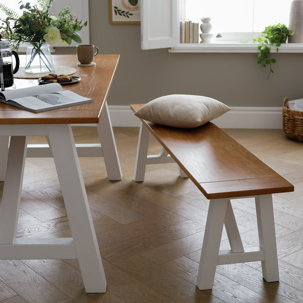 Habitat Burford Pair of Solid Wood Dining Benches - Dark Grey