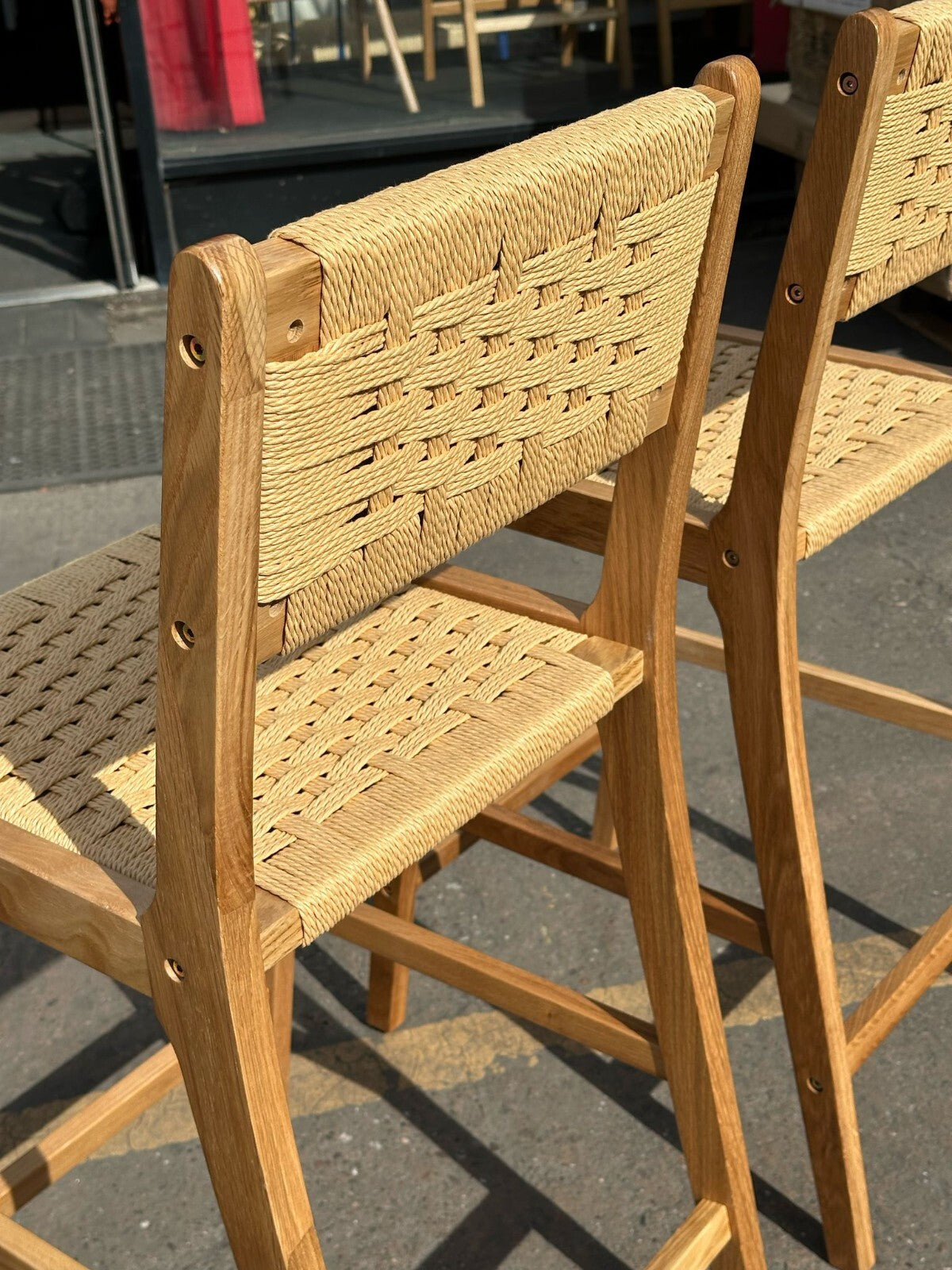 Habitat Faro Pair of Woven Oak Bar Stools - Natural ( S )