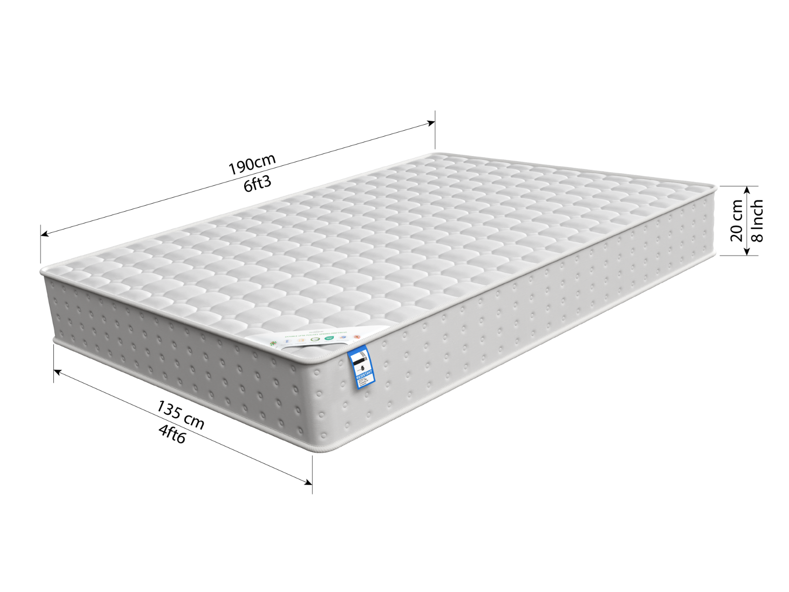 Kaycie Double Bed Frame 4FT6  Wooden - Pine With Pocket Sprung Double Mattress