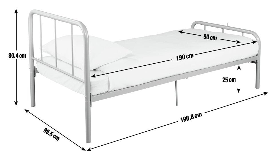 Charlie Single Metal Bed Frame - White with Memory Foam Mattress