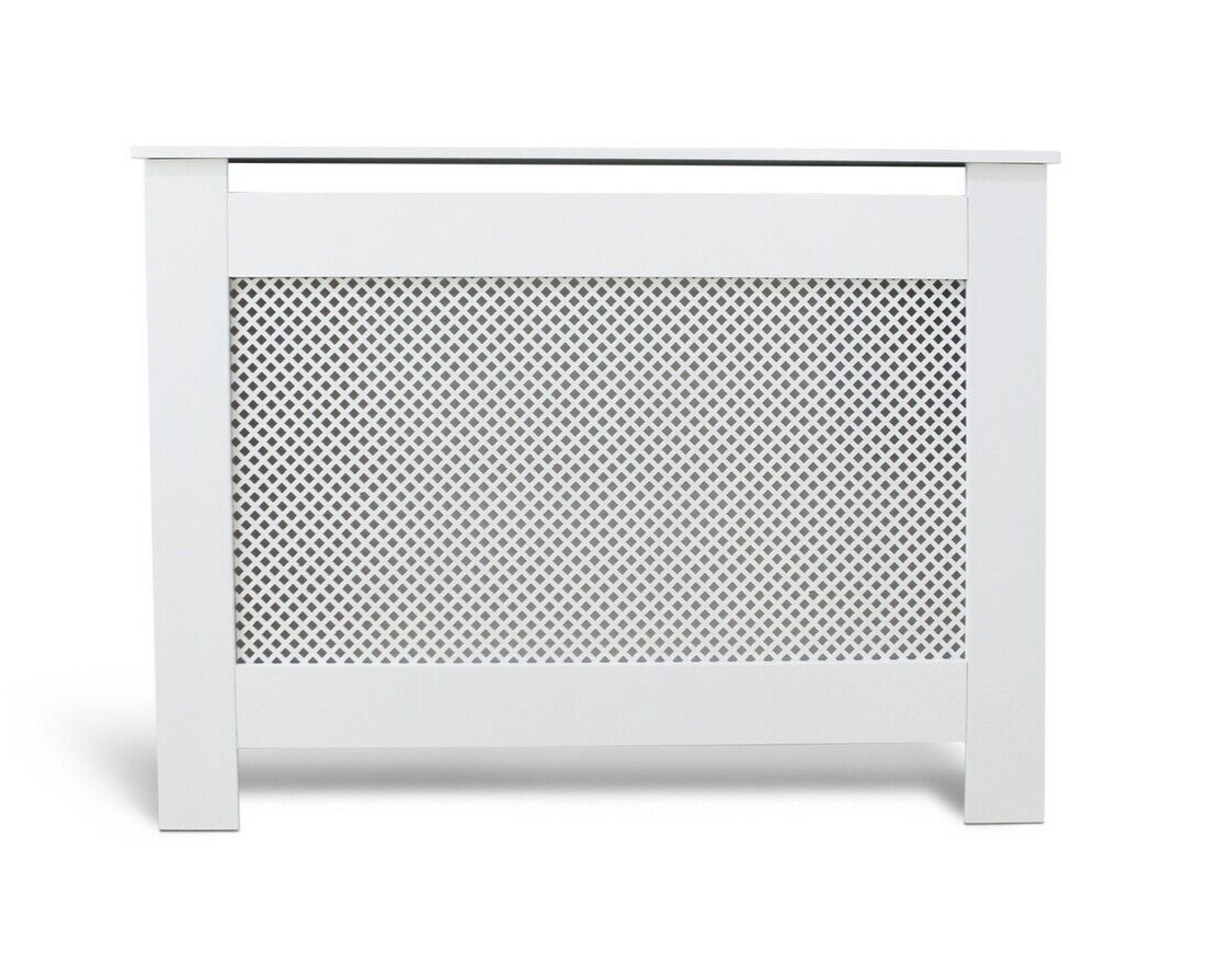 Habitat Odell Small Radiator Cover - White | Lattice Panel MDF Cabinet Cover