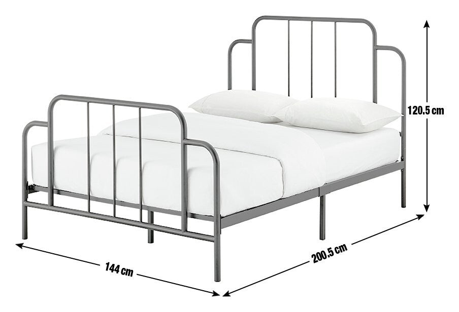 Jacques Double Metal Bed Frame Black | Sturdy Durable Support Base Modern Design