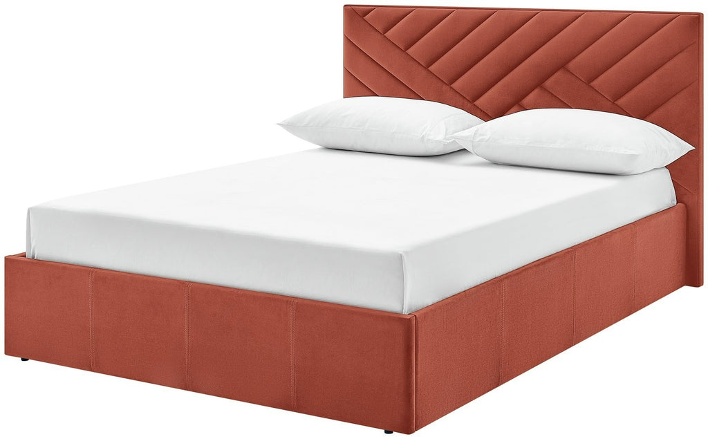 Home Luca Small Double End Lift Ottoman Bed - Orange | Space-saving ottoman bed
