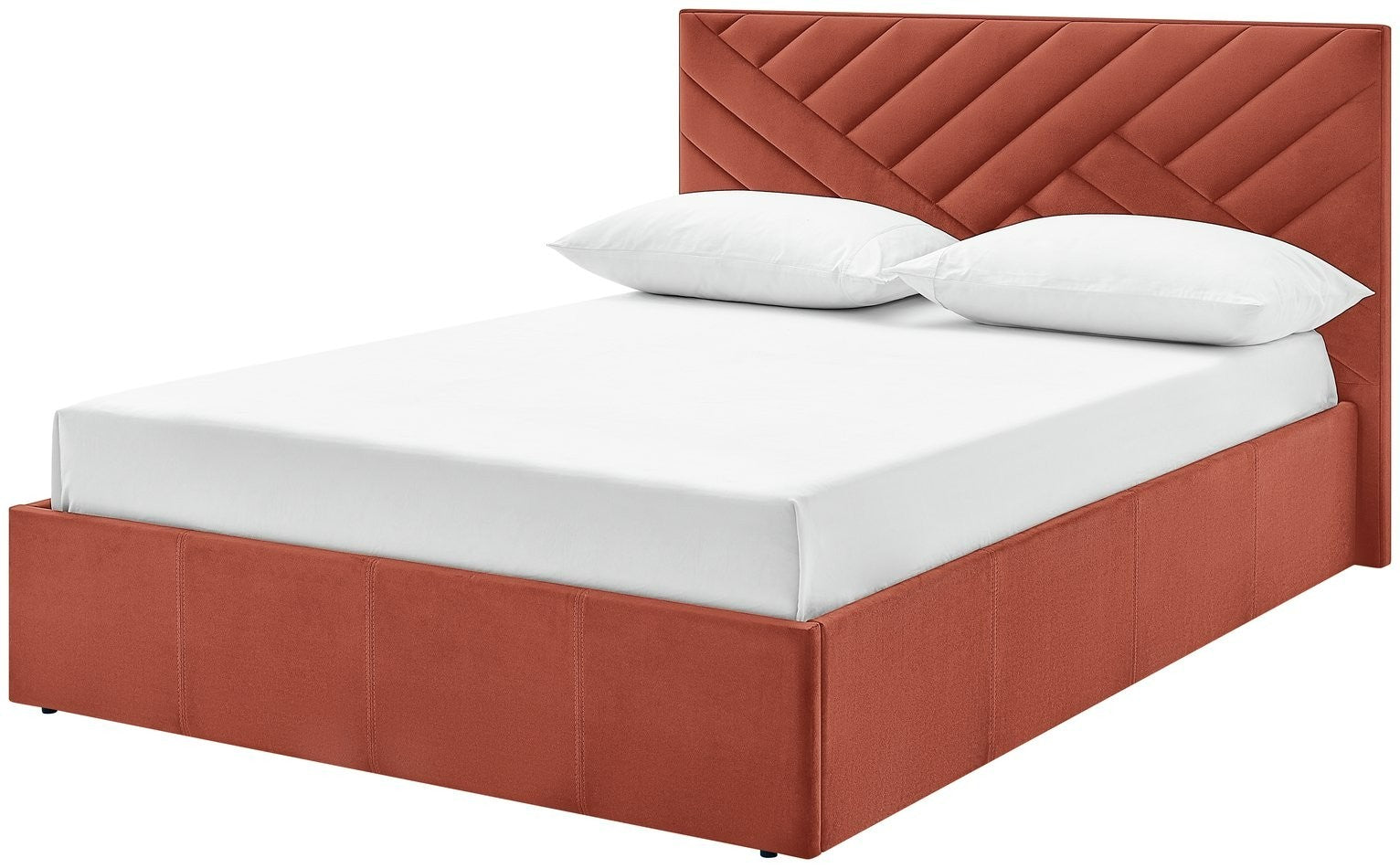 Home Luca Small Double End Lift Ottoman Bed - Orange | Space-saving ottoman bed