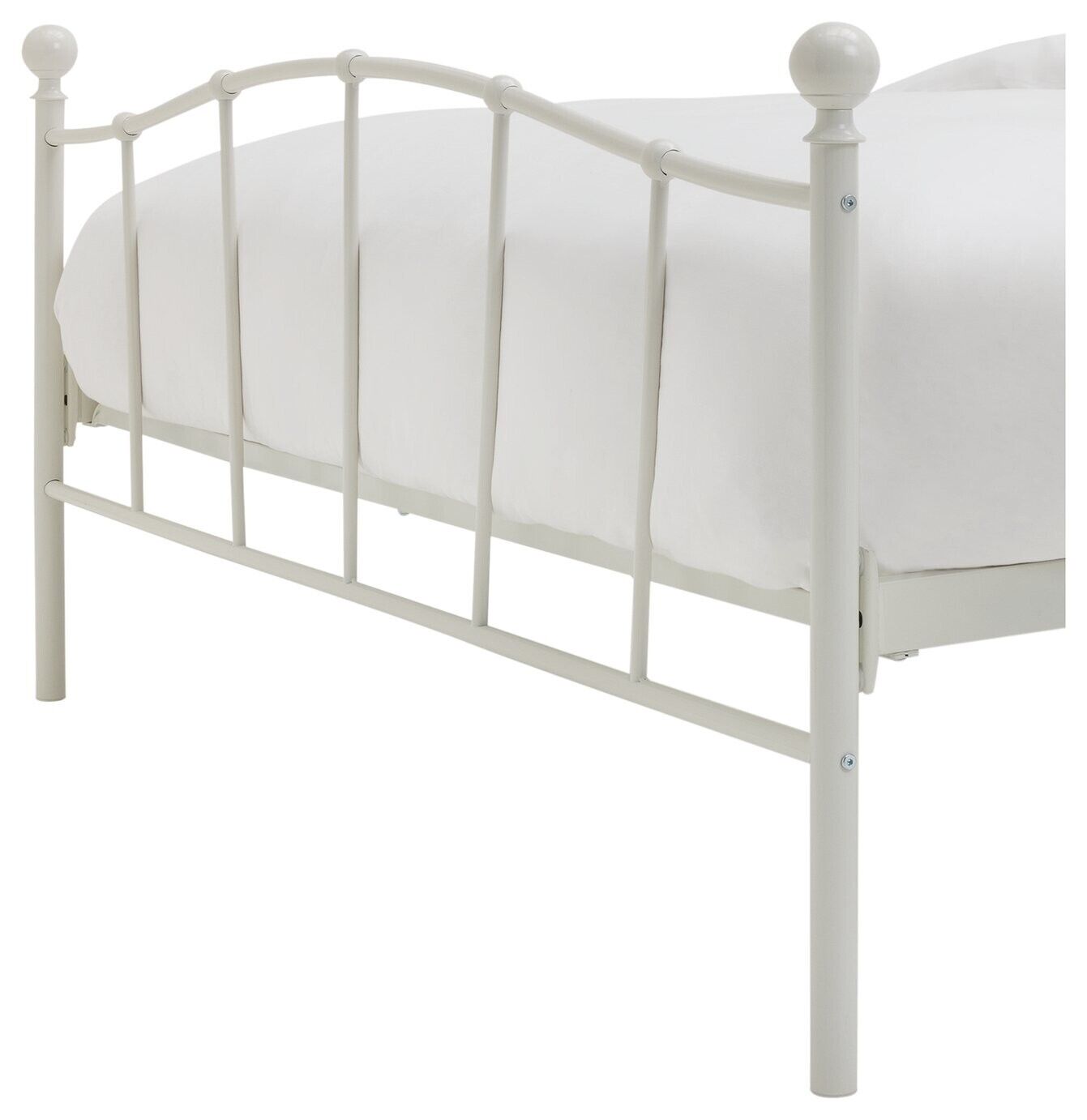 Home Fleur Double Metal Bed Frame White | Sturdy Bedroom Base with Headboard
