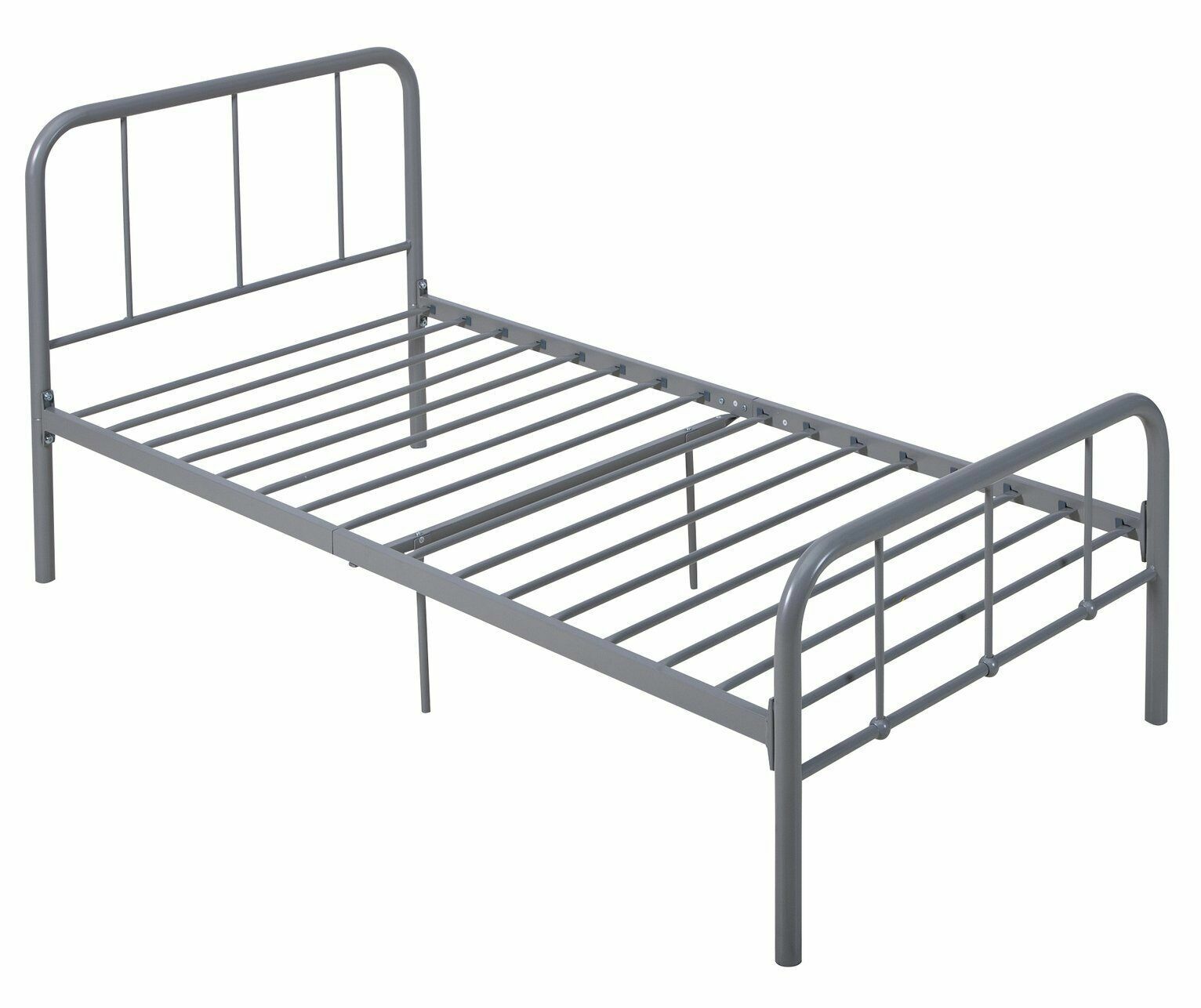 Charlie Single Metal Bed Frame - Silver with Memory Foam Mattress