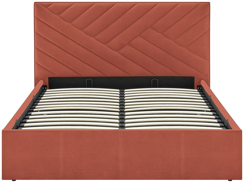 Home Luca Small Double End Lift Ottoman Bed - Orange | Space-saving ottoman bed