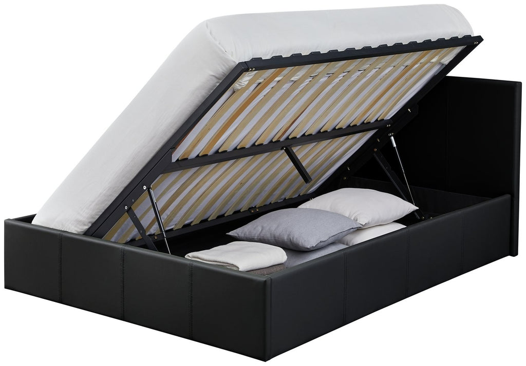 Lavendon Double Side Open Ottoman Bed Frame-Black | bed frame black side lift