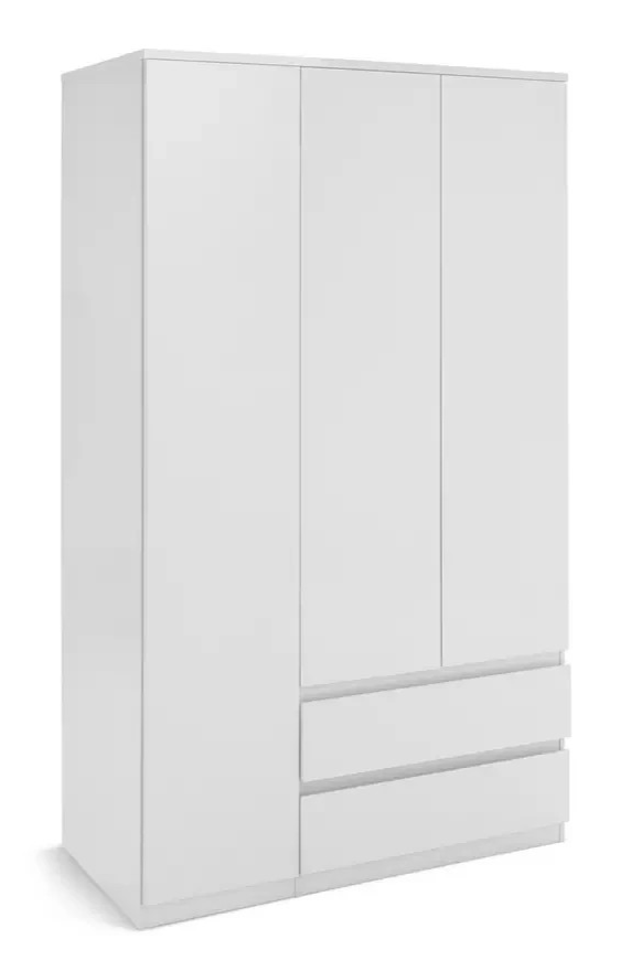 Jenson 3 Door 2 Drawer Tall Wardrobe - White Gloss ( B Grade )