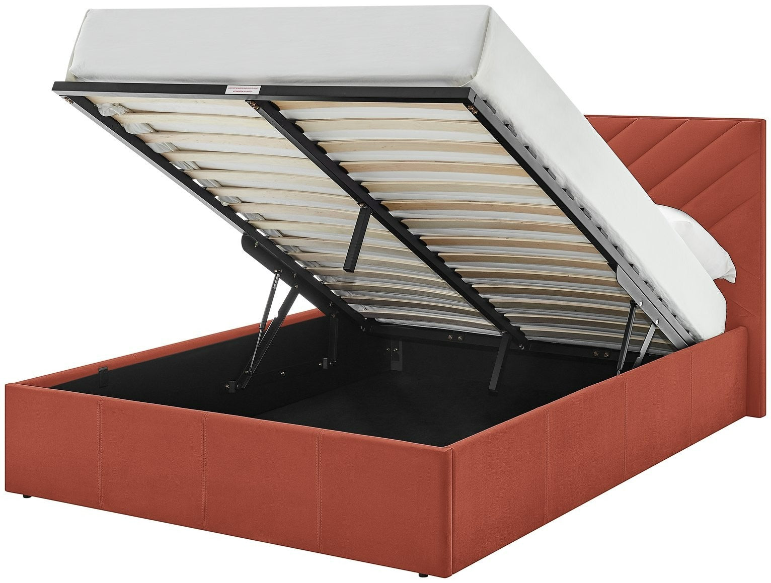 Home Luca Small Double End Lift Ottoman Bed - Orange | Space-saving ottoman bed