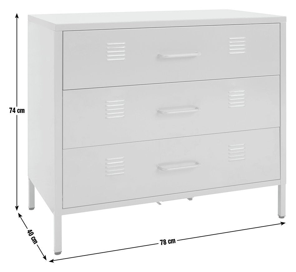 Habitat Stevie 3 Drawer Chest Mustard | Retro Steel Storage Unit with Metal Hand