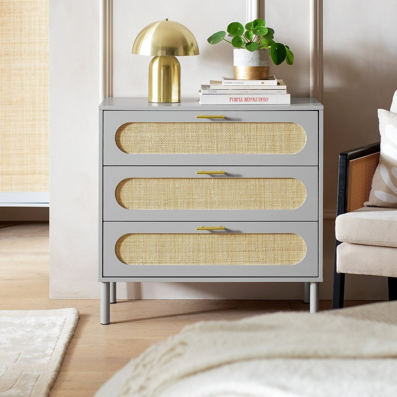 Monica 3 Drawer Chest - Grey