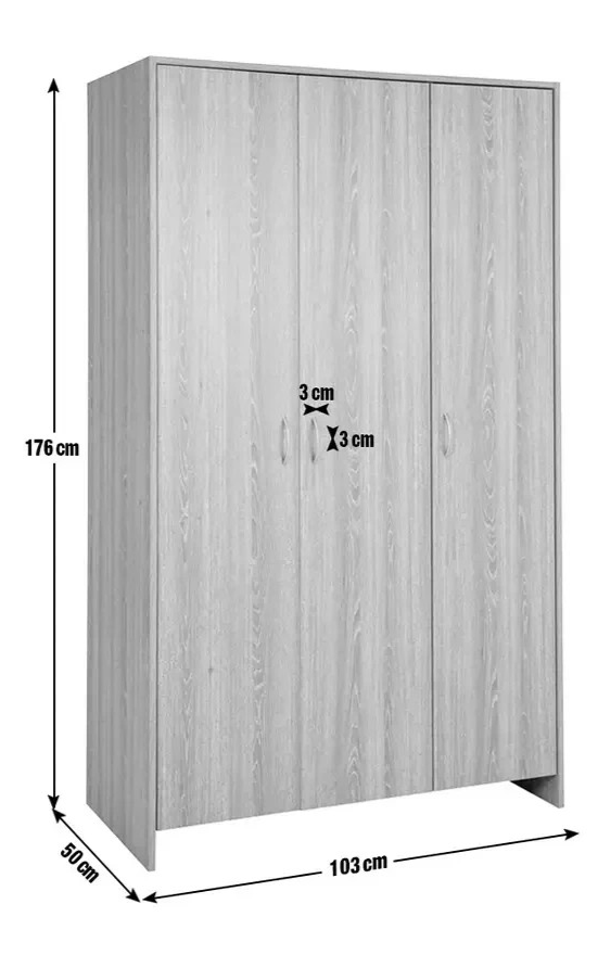 Seville 3 Door Wardrobe - Anthracite ( B Grade )