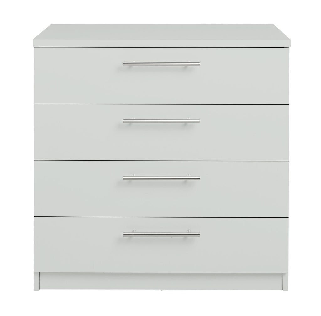 Home Brisbane 4 Drawer Chest Grey | Modern Storage Dresser Space Saver Furniture
